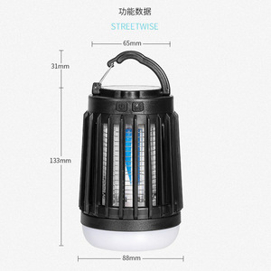 Lámpara LED UV para matar mosquitos, 1601mAh, recargable por USB, luz para acampar al aire libre, carcasa de ABS, color negro W851 - Product Image 3