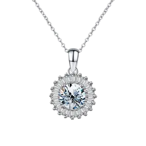 Stylever 1CT含金石钻石结婚项链女925纯银链电镀白金奢华设计师珠宝新款