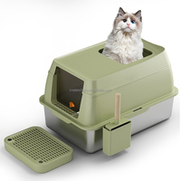 Litière pour chat carrée en acier inoxydable, nouveau modèle moderne 2026, design ouvert, nettoyage facile, fournitures pour animaux de compagnie, haute absorption pour chaton