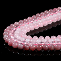 JD Wholesale Perles rondes lisses en quartz rose naturel authentique de 4/6/8/10/12 mm pour la fabrication de bijoux et de bracelets
