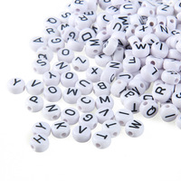 Perles acryliques rondes plates à lettre unique pour la fabrication de bijoux, bracelets et colliers faits main DIY