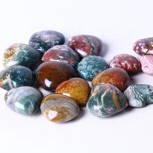 Piedras curativas naturales de alta calidad, corazón de jaspe oceánico, artesanía de cristal de cuarzo para decoración del hogar, venta al por mayor