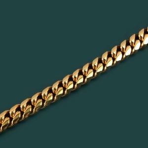 Cadena Cubana Personalizada de Acero Inoxidable con Baño de Oro PVD de 18K, Estilo Hip Hop, Pulseras de Eslabones Cubanos Miami con Cierre de Botón CZ Iced Out - Product Image 4