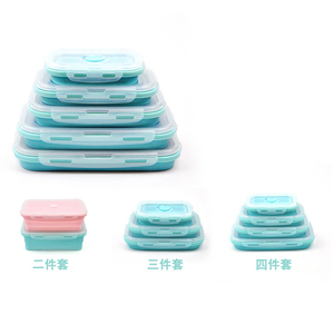 China Factory Produces Foldable Food Storage Silicone Foldable Children's Bento Box