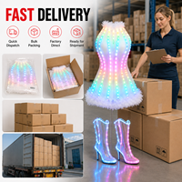 En stock, robe LED RGB lumineuse avec bottes lumineuses, costume de fête, performance sur scène, festival de musique, tenue pour spectacle en boîte de nuit