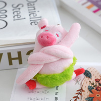 Pendentif en peluche cochon danseur de ballet, jouet en peluche cochon amusant de dessin animé avec bras croisés, ornement décoratif pour sac