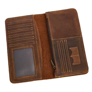 Crazy Horse Leather Men's Wallet <b>Long</b> Multifunctional Clutch <b>Bag</b> With Card Slots For Everyday Use Brown Black - Product Image 5