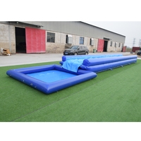 Toboggan aquatique gonflable bleu avec piscine, toboggan aquatique commercial gonflable, tunnel aquatique pour adultes et enfants