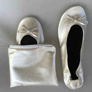 Nouvelles Ballerines Pliables à Enfiler pour Femme 2026, Blanches, Chaussures <span class=keywords><strong>de</strong></span> Mariage avec Sac pour Cadeaux d'Invités, Printemps Été Automne Hiver - Product Image 5