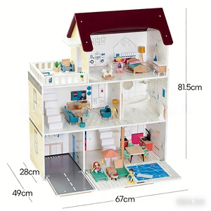 Villa <span class=keywords><strong>miniature</strong></span> <span class=keywords><strong>en</strong></span> <span class=keywords><strong>bois</strong></span> pour poupées, modèle de <span class=keywords><strong>maison</strong></span> de poupée, vente <span class=keywords><strong>en</strong></span> gros, pour enfants de 2 à 13 ans, jouet DIY unisexe - Product Image 2