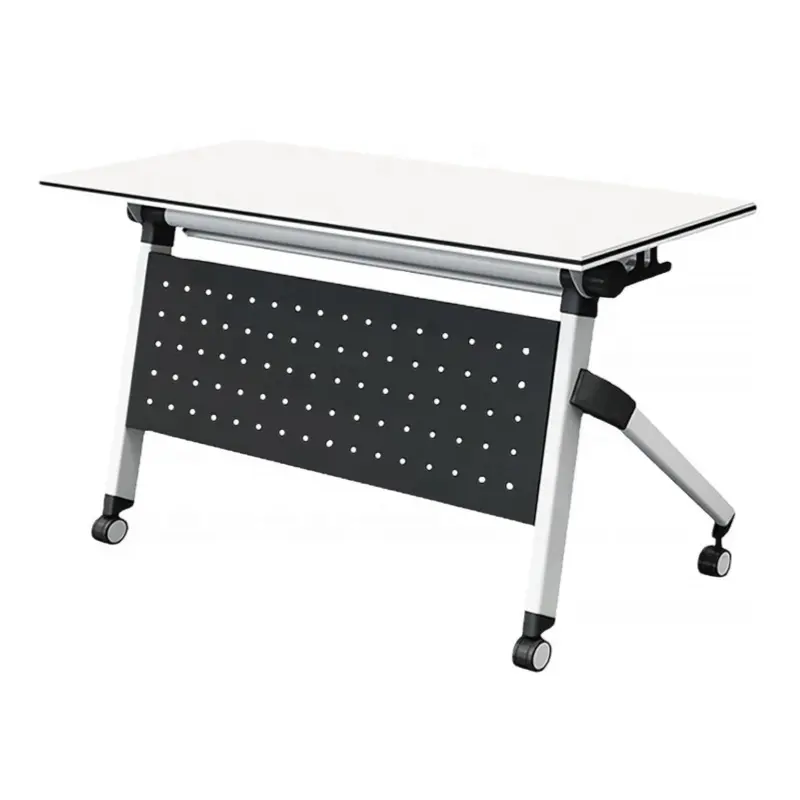 Kombinasyon hareketli ahşap eğitim ofis öğretici sınıf için dikiş ile toplantı masası uzun masa salon kullanımı için katlanır tasarım