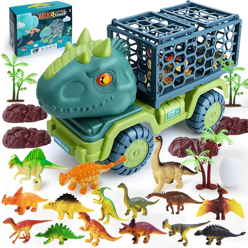 Modelo de camión de dinosaurio, juguetes educativos para niños, pequeñas figuras de animales de simulación, juguetes para niños, regalo para niños, juego de coche para niños