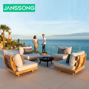Meubles de jardin en <span class=keywords><strong>bois</strong></span> de teck Ensemble de canapés de jardin avec <span class=keywords><strong>terrasse</strong></span> d'hôtel moderne Combinaison de canapés en forme de L avec table basse - Product Image 5