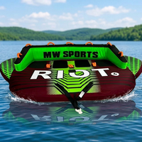 Bateau gonflable tractable 4 places pour sports nautiques, tube de bateau pour 3-4 personnes, positions assises ou accroupies, nylon 840D de qualité commerciale robuste