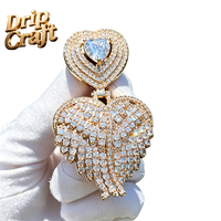 Collar con Colgante en Forma de Corazón Estilo Hip Hop, Unisex, Chapado en Oro Real, Joyería Moderna Personalizada