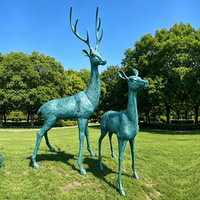 Statue de cerf en aluminium moulé rétro, sculpture de jardin, décoration intérieure, articles de décoration pour aménagement paysager, vente en gros