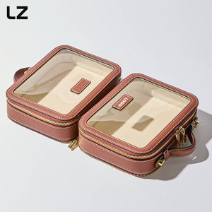 Bolsa de maquillaje de cuero vegano personalizada LZ, estuche organizador de cosméticos de viaje, almacenamiento de cepillos de artista profesional, Neceser Maquillaje - Product Image 3