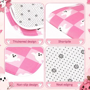 Cortina de Ducha de Poliéster a Cuadros Rosa Fantasma, Cortina de Baño con Impresión Digital, Impermeable, Impresión Personalizada, Venta al por Mayor, Moderna - Product Image 4