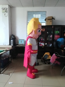 Disfraz de Mascota de Superhéroe Popular para Adultos, Cabello Amarillo, <span class=keywords><strong>con</strong></span> Capa Roja en Venta, Color y Logotipo Personalizables - Product Image 5