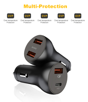 Pengisi daya ponsel elektronik mobil, pengisi daya Cepat QC 3.0 PD 3.0 Mini Usb ganda tipe c untuk mobil