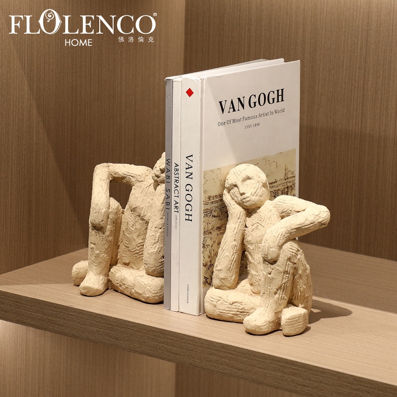 Флооленко, домашний декор, цементная книга с концами, фигурка, книжная полка, украшения, маленькая цементная скульптура человека, подставка для книг
