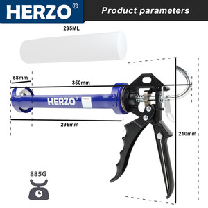 Herzo 9 ''אקדח פלסטיק מקבץ 1500n ידני מכונת אקדח דבק aulk עם ידית
