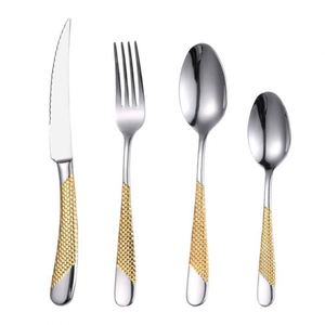 Ensemble de couverts réutilisables en acier inoxydable 4 pièces Cross Border Star Diamond pour hôtels et restaurants occidentaux, comprenant fourchette et couteau - Product Image 2