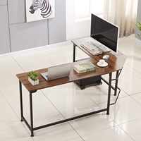 Bureau d'ordinateur en forme de L, bureau d'ordinateur noir avec tiroir, poste de travail pour la maison, le bureau, l'écriture et les études