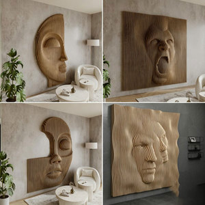 Decoración de Pared de Madera de Roble M47, Escultura Personalizable, Adorno Moderno para Interiores, Decoración de Fondo para Cualquier Escenario - Product Image 2