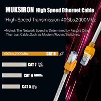 Câble Ethernet Cat 8 MUKSIRON 21m, résistant aux intempéries, intérieur/extérieur, IP65, LSZH, 26AWG, réseau LAN, 40 Gbps, 2000 MHz, RJ45 plaqué or