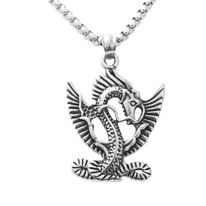 Collier pendentif dragon en acier inoxydable pour homme, animal volant mythologique, style rétro, bijou cadeau 19097 - Product Image 4