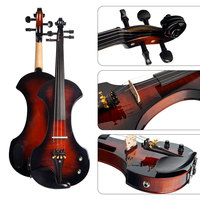 Violon Électrique Professionnel NAOMI Couleur Coucher de Soleil Personnalisé 4/4 Taille Pleine Violon Silencieux avec Archet en Bois de Brésil - Ensemble Complet