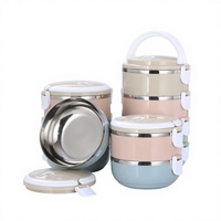 Boîte à lunch isotherme en acier inoxydable Yolecen304 avec couvercle, compartiment à 3 niveaux, capacité de 1 à 2 L, style macaron simple, cadeau pratique