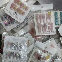 Juego de 10 Uñas Acrílicas Stiletto de Lujo Hechas a Mano con Puntas Largas para Salón de Uñas