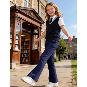 Pantalones Deportivos Escolares de Algodón para Niñas, Estilo Flare - Product Image 3