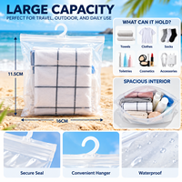 Sac de voyage portable transparent en plastique, pochette de rangement pour vêtements, sac à fermeture éclair auto-scellant, sac étanche à fermeture éclair