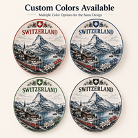 Assiette décorative en céramique souvenir de Suisse, motif train, edelweiss, paysage alpin, lac, pour assiette en céramique, personnalisation OEM ODM, vente en gros