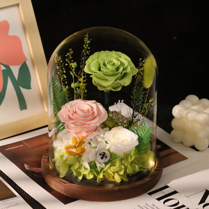 Roses éternelles <span class=keywords><strong>de</strong></span> haute qualité en gros sous cloche en verre – Cadeau idéal pour anniversaire, Saint-Valentin, décoration intérieure – Fleurs éternelles - Product Image 3