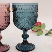 Verres à vin vintage à cocktail très vendus, design en relief, verrerie multicolore, fête de mariage, gobelets en verre bleu violet