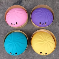 Coussin géant à presser en forme de boulette Ohh Squishy, jouet à presser extra large en EVA, boulette de riz réaliste avec cuiseur vapeur