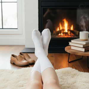 10 Pares de Calcetines Modelo KR 1004 para Hombre y Mujer, de Spandex/Algodón, Largo Medio, Estilo Regular, con Forro de Hueso y Suelas Blancas - Product Image 3