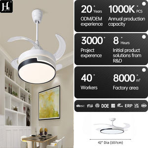 Ventilateur de plafond LED intégré moderne et simple, corps en fer avec moteur CC, ventilateur de plafond invisible pour salle à manger et chambre à coucher - Product Image 5