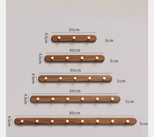 No-Drill Walnut Wood & Brass <b>Wall</b> <b>Hook</b>, Self-Adhesive Coat <b>Hook</b> for Bathroom, Kitchen, Entryway - Product Image 2