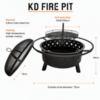 Barbecue au charbon de bois avec design ajouré, brasero amovible, foyer de table pour camping extérieur avec grille de barbecue