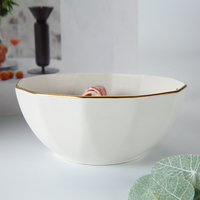 Service de table en porcelaine WEIYE 2021, luxe, bord doré, forme cristal, blanc, céramique mate.