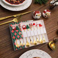 Ensemble de couverts de Noël Dinyong en acier inoxydable doré, poli miroir, écologique, de luxe, avec fourchette à dessert et cuillère à café
