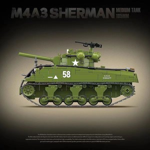 Ensemble de blocs de construction de char Sherman M4A3 de la Seconde Guerre mondiale, modèle de véhicule historique à l'échelle 1:18, jouet éducatif de collection pour adultes et enfants, cadeau - Product Image 5
