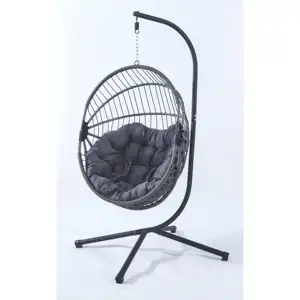 Rattan Outdoor Garten Doppel terrasse billige Kissen Kinder Form geformte klappbare Weiden beine Ei Stuhl Schaukel mit Ständer hängen