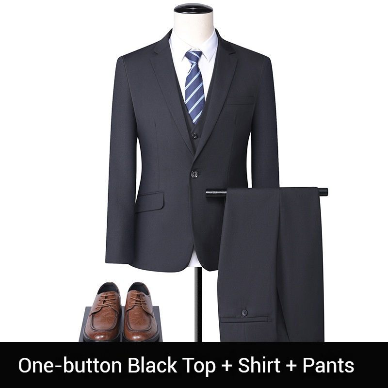 Costume + chemise + pantalon 1 bouton noir