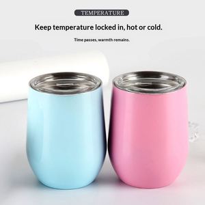 Tasse isotherme en acier inoxydable 304 à double paroi sous vide, forme œuf 12oz, pour le commerce transfrontalier, modèle ventru - Product Image 4